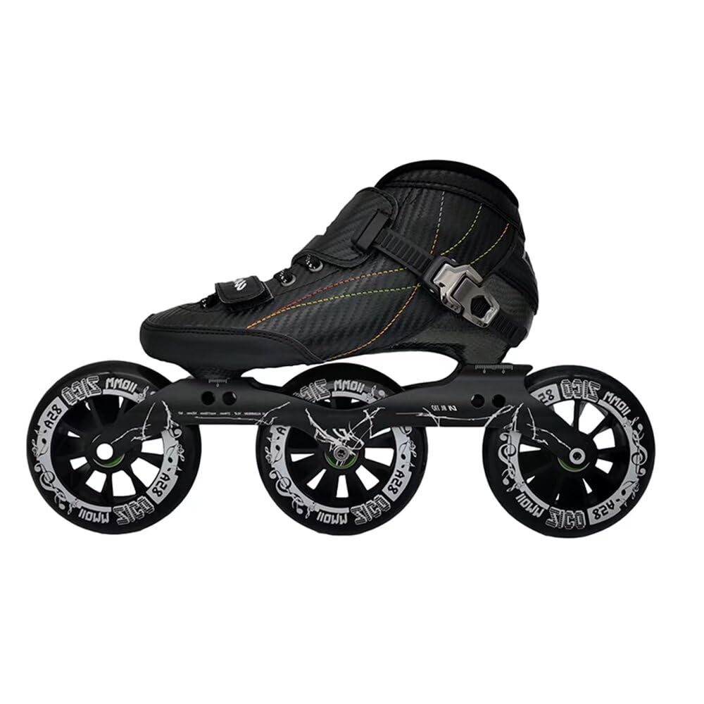 Patines de Velocidad en línea Profesionales con Carcasa de Fibra de Carbono, Ruedas de 3x110 mm, chasis de Aluminio, Ligeros y rápidos, diseñados para Carreras y Larga Distancia.