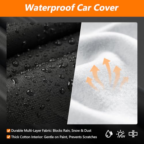 Image of Car Cover for Benz GLE 2006-2026, Waterproof PEVA and Cotton Cover Outdoor Full Car Covers with Zipper Windproof Heavy Duty All Weather with Wind, Sun, UV and Dust Protection