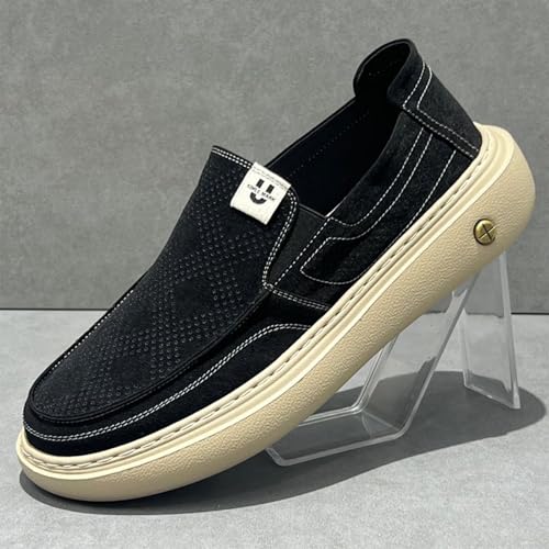 Men's Canvas Slip-on Loafers, Non-Slip Rubber Sole Men's Boat Shoes, Elastic Collar, Lightweight and Comfortable2