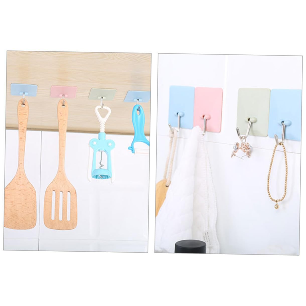 PRETYZOOM 30piezas Ganchos Adhesivos Prácticos De Colgadores Sin Clavos Ganchos Para Llaves y Bolsas Soporte De Pared Para Cocina y Baño Color Rosa