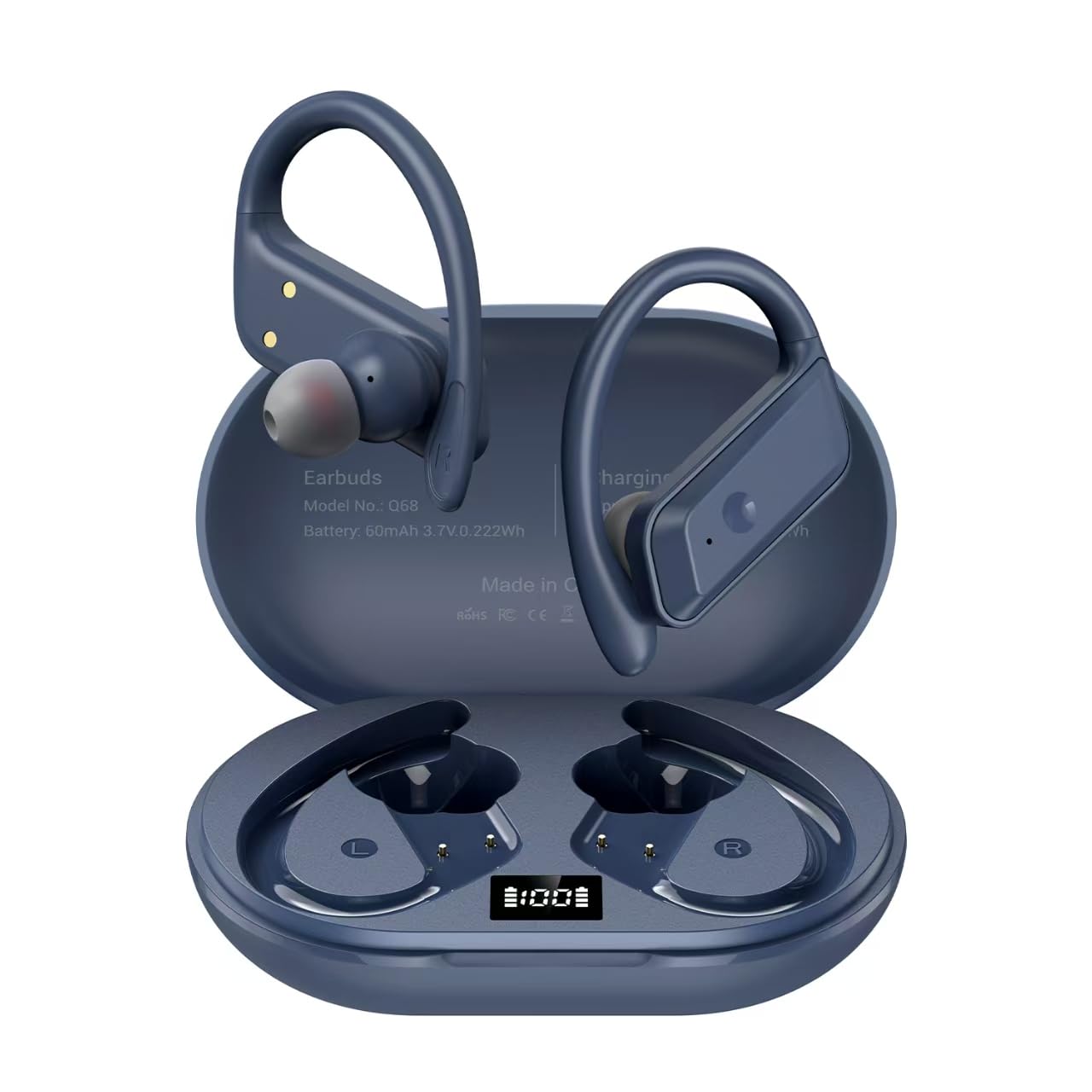 Hulaed Wireless Earbuds Bluetooth 5.4 Headphones 53H Playtime Sport Earphones with LED Display,Over-Ear Buds Built in Mic in Ear Waterproof Headset