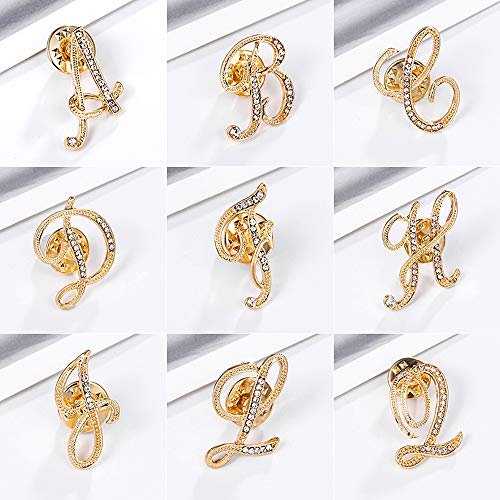 Ethoon Initial Letter Brooch Pin Small Lapel Pin Tie Tack Name Personalized Gifts For Girls Women Men Boy Gold K #TOP4