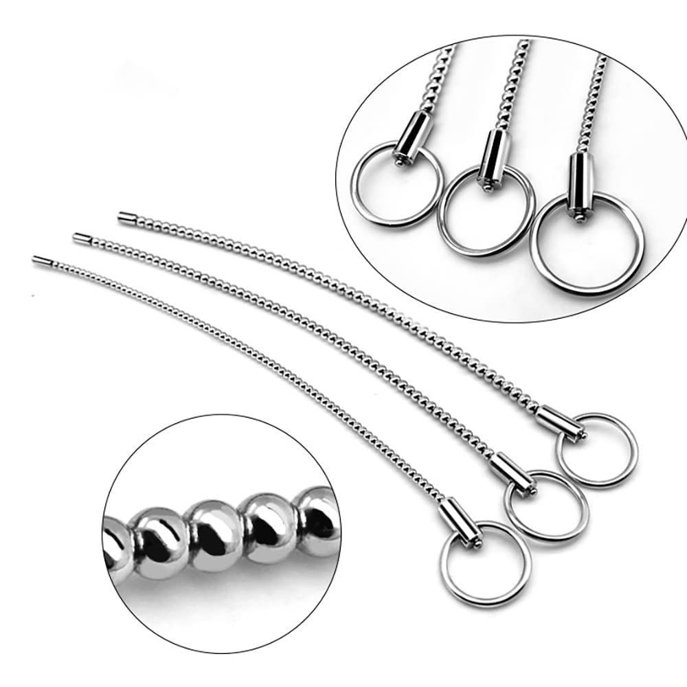 Kuaecr Edelstahl Urethral Katheter Dilatatoren Penis Plugs Masturbation Sounding Harnröhrenperle Penis Stick mit Ring Harnröhren Plug Mann Harnröhrensonden Sexspielzeug für Männer (S+M+L)