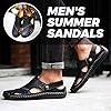 Rojeam Mens Casual Leather Sandals Closed Toe Beach Slippers Flat Shoes Summer Sandals for Hiking Trekking, Black, 9 UK #4