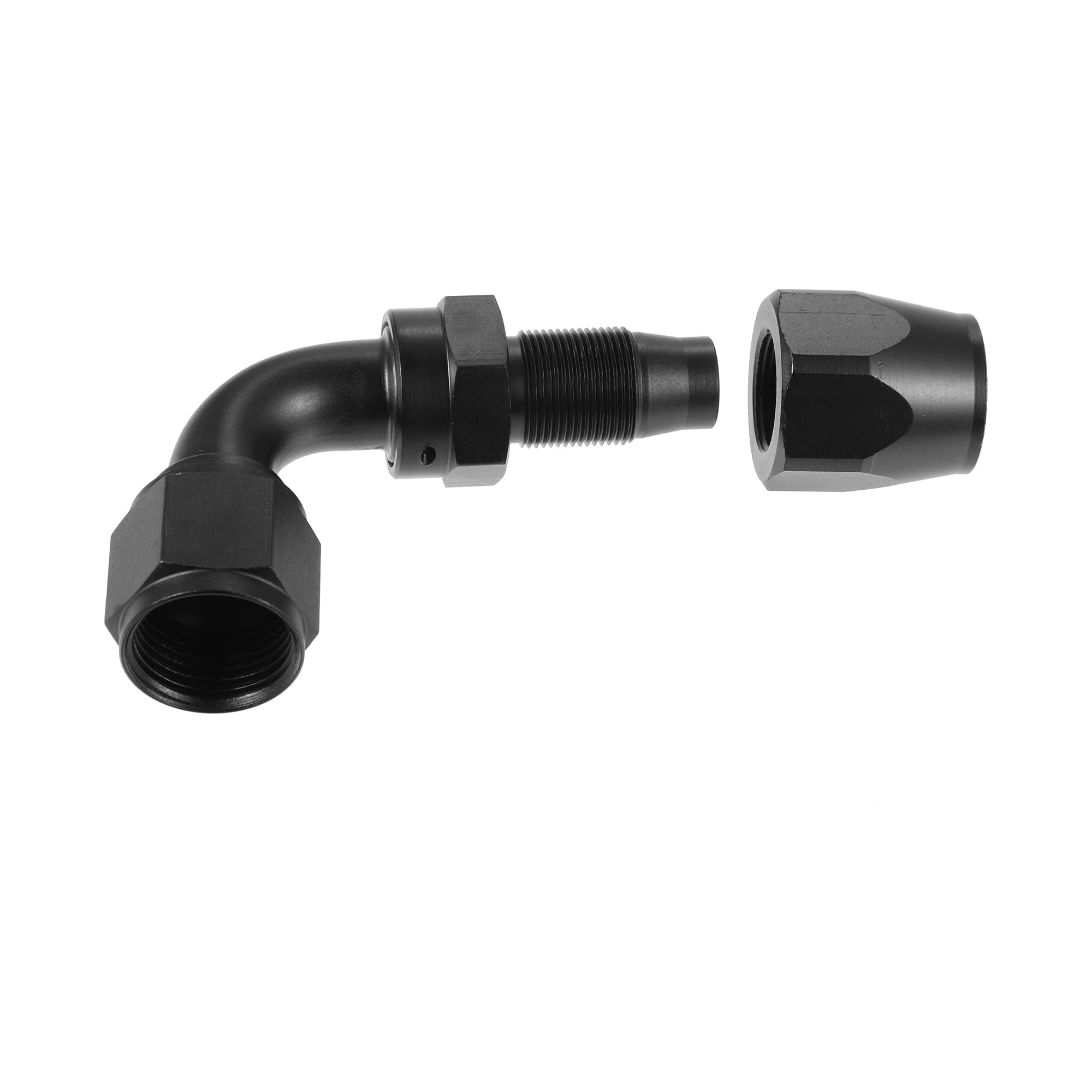 Uxcell 2pcs Black Aluminum Alloy 10AN 90 Degree Swivel Fuel Hose Fitting - For Oil, Water, Air Lines - View #4