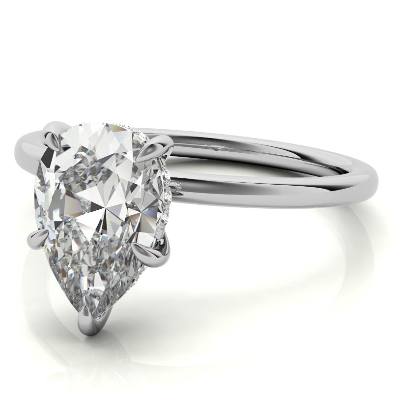 Generic 1 CT Pear Cut Colorless Simulated Diamond Engagement Ring, Wedding/Bridal Ring, Sterlings Silver Unique Vintage Antique Anniversary Promise Ring for Her, white2