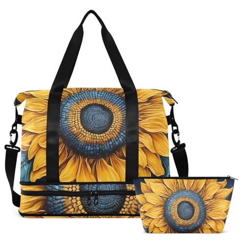 Travel Duffel Gym Sports Luggage Bag Expandable Large Capacity Sunflower 2 Sports Bag for Women and Men2