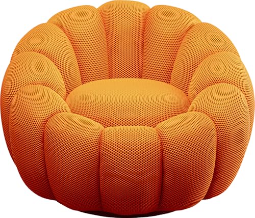 Kare Peppo Bloom Fauteuil pivotant Design Orange Hauteur d'assise 40 cm Fauteuil de Relaxation pivotant à 360 ° pour Salon 68 x 94 x 94 cm (H x l x P)