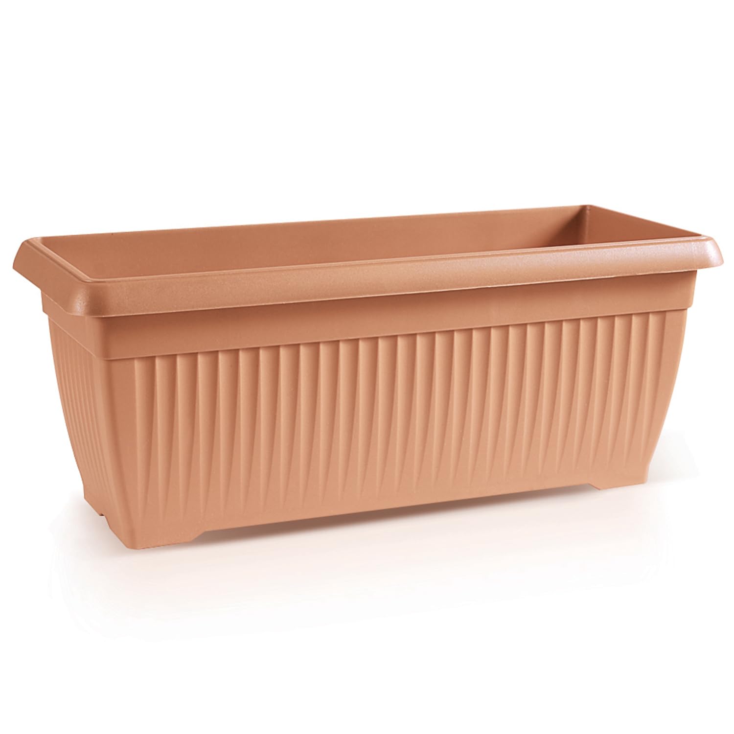 IMJ-Global Set di 3 Vasi per Fiori Piante Rettangolari Terra DTT In Plastica 70x30x27,7cm Da Interno Esterno Colore Terracotta Volume 30 Litri Design Moderni