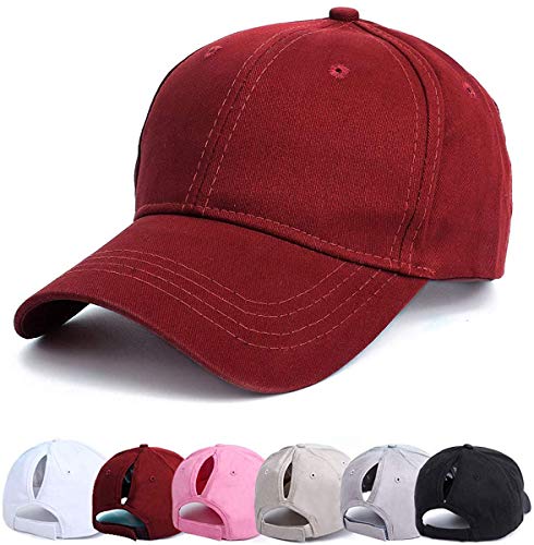 DIF Casquette de Baseball Vintage en Maille Casquette de Baseball pour queues de Cheval Casquette Queue de Cheval Casquette extérieure en Maille avec Trou de Tresses réglable, Weina