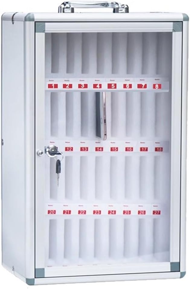 36 Slots Lockable Silver Transparent Cell Phone Locker - Portable Student Phone Storage for Classroom, School, Office, Factory - Organize and Secure Devices