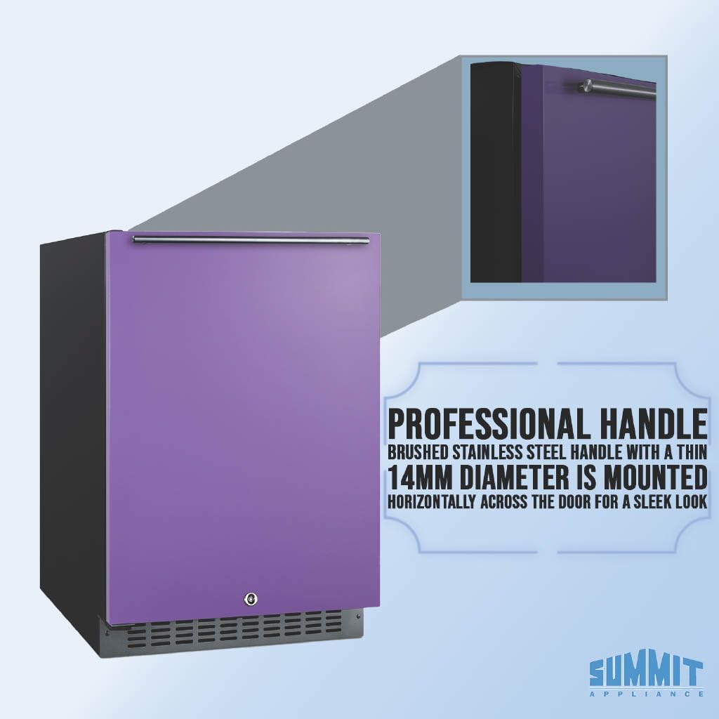 Summit 24" Built-In Refrigerator, 4.8 cu.ft., ADA Compliant, Undercounter, Purple, Stainless Steel - AL54P
