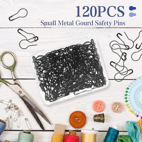 Safety Pins Small Safety Pins Black Safety Pins Set Mini Safety Pins 120 Pieces Bulbs Pins Jewellery for Jewellery Making and Crafts Sewing - Image 4