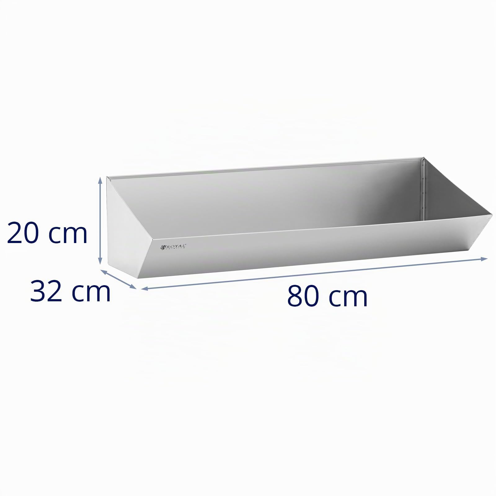 Royal Catering RCFT-800 Cubeta de acero inoxidable para patatas fritas 80 x 30 cm Apto para lavavajillas con soporte de pared Cubeta para papas fritas Bandeja gastro
