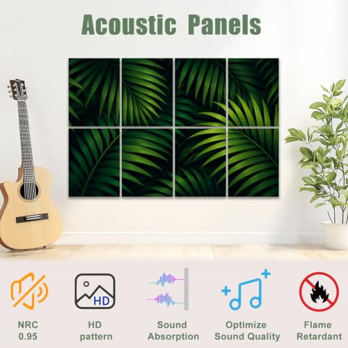 8 Pack Paneles Acústicos Decorativos con Diseño de Plantas Tropicales para Estudio y Oficina 48"x32" miniatura 3