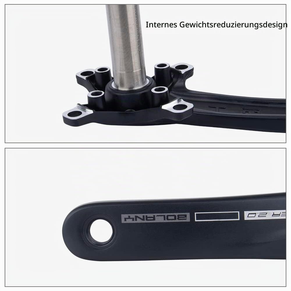 BOLANY Fahrrad Kurbelgarnitur 170mm kurbel 104BCD Hollowtech-Kurbelgarnitur 2 Fach Einzelspeed-Rundkettenblatt 22/36T 24/38T MTB Kurbelsatz mit Tretlager