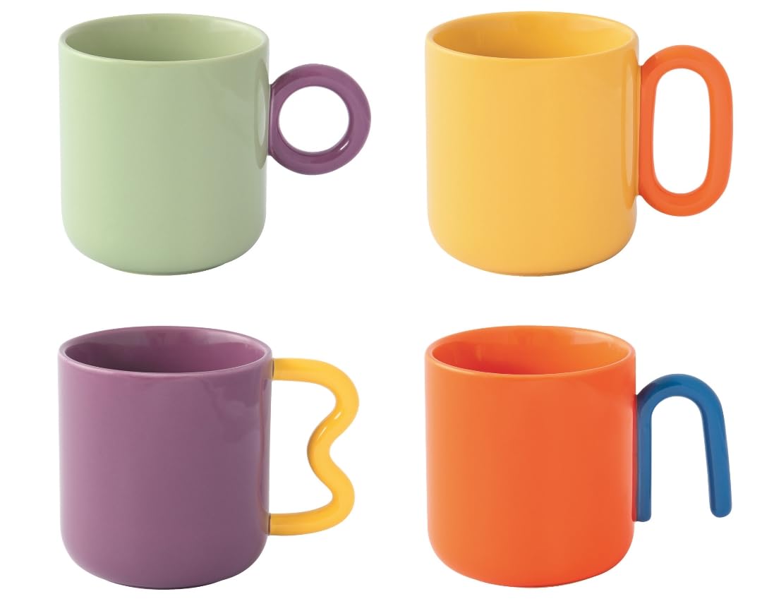 Easy Life - Juego de 4 tazas de 35 cl, de porcelana creativa de color
