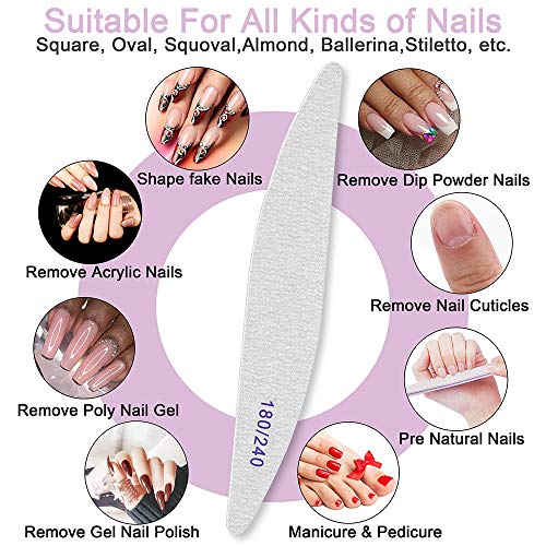 Professional Nail Files, Emery Board Nail File for Natural Nails 180/240 Grit Nail Files for Acrylic Nails 12pcs Pack Fine Grit Nail File Manicure Pedicure Tools Coarse Washable Fingernail Files - Thumbnail 5
