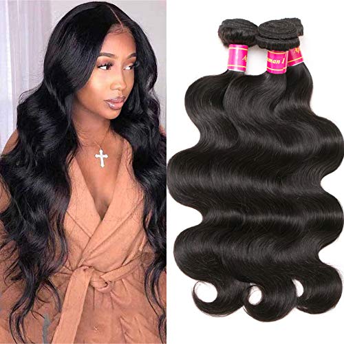 Aphro Hair 3 Bundles 10A Grade Brazilian Body Wave Bundles 100% Unprocessed Human Hair Extensions Virgin Hair 100gram/Bundle Natural Black Color (12 14 16 Inch)