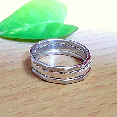 Twisted Silver band for Mothers Day Gift, Eternity sterling silver set of 3 rings, Meditation ring, Statement ring, Silver ring, Wedding ring, Gift for her