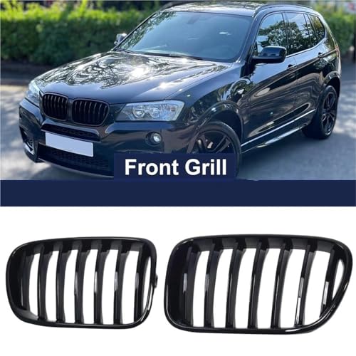 Parrilla delantera de riñón negra para BMW X3 F25 (2010-2013), rejilla de radiador de 1 listón 2