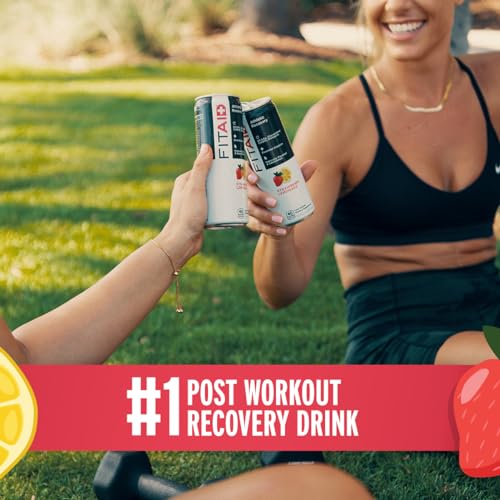 Image of FITAID Post Workout Recovery Drink, Strawberry Lemonade, BCAAs, Glucosamine, Electrolytes, All In One Can, Paleo, Vegan & Gluten-Free, 40 Calories, 12 Fl Oz (Pack of 12)
