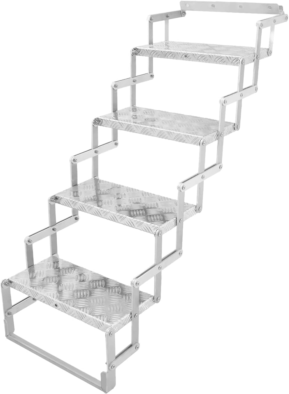 RV Steps, Foldable RV Stairs, Aluminum Alloy 17" Wide Camper Steps, Scissor Stairs Ladder for Mobile Home, RVs, Camper, Shop, Trailers, Truck, Warehouse (4 Steps)