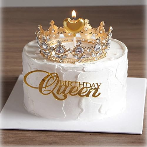 Birthday Queen Cake Topper - for Baby Shower/Girl's/Women,Acrylic Gold Sign Birthday Party Decorations for Children or Adults