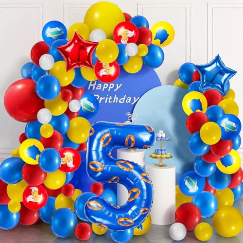 Image of number 40 inch blue and gold ring balloon set birthday number decoration aluminum film balloon suitable for boys and girls blue theme party cartoon party decoration supplies (5)