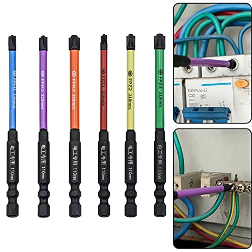 6Pcs 110Mm Magnetic Special Slotted Cross Screwdriver Bit For Electrician, Screwdriver Bit Set Magnetic Tip Fph Fpz #TOP1