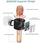 BONAOK Wireless Bluetooth Karaoke Microphone,3-in-1 Portable Handheld Karaoke Mic Speaker Machine Home Party Birthday for All Smartphones PC(Q37 Rose Gold) - Image 5