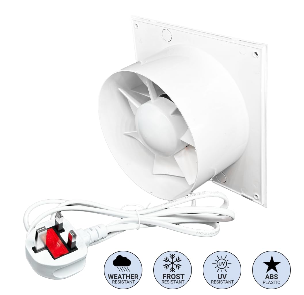 H\u0026C VENT Extractor Fan Inline Exhaust Fan For Kitchen Bathroom Shower Toilet  Wall Ceiling Window Kit Silent Humidistat centrifugal fume fan (Silver I  Pull Switch \u0026 Cable, 100 mm) – BigaMart, image size:1057x1027