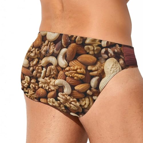 Mixed Nuts Walnuts and Cashews Mens Swim Briefs Quick Dry Swimming Trunks Training Swimsuit Low Rise Swimwear3