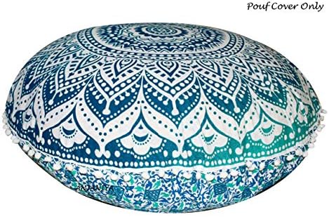 ANJANIYA - 32" Ombre Mandala Bohemian Yoga Meditation Floor Pillow Cover Comfortable Home Car Bed Sofa Cushion Couch Seating Large Zipped Throw Hippie Decorative Ottoman Boho Indian (Green)