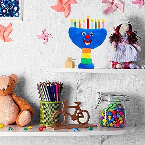 Aviv Judaica Plush Hanukkah Menorah - Musical Menorah Plays 2 Classic Hanukkah Melodies Includes Removable Candles & Candle Bag