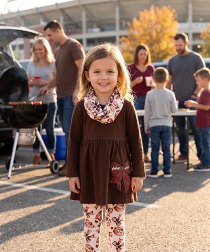 Image of Unique Baby Girls Kids Toddler 3pc Outfit Set Long Sleeve Stretch Tunic Top Leggings and Scarf