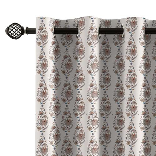 Image of LINENWALAS Printed Blackout Curtains for 7 Feet Door | Set of 2 | Printed Drapes | Thermal Insulated, Room Darkening Panels with Grommet Hanging for Living Room (Deccon Flora)