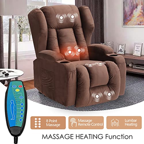 Ipkig Power Recliner Chair For Elderly With Massage & Heated, Electric Lift Recliner Chair W/Side Pockets, 2 Remote Control/Cup Holders/Usb Port/Lumbar Pillow, Comfy Velvet Lazy Chair For Living Room #TOP1