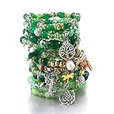 H&PY Natural Stone Bracelet Sets for Women - 10 Sets Stackable Stretch Beaded Bracelets Multi-color