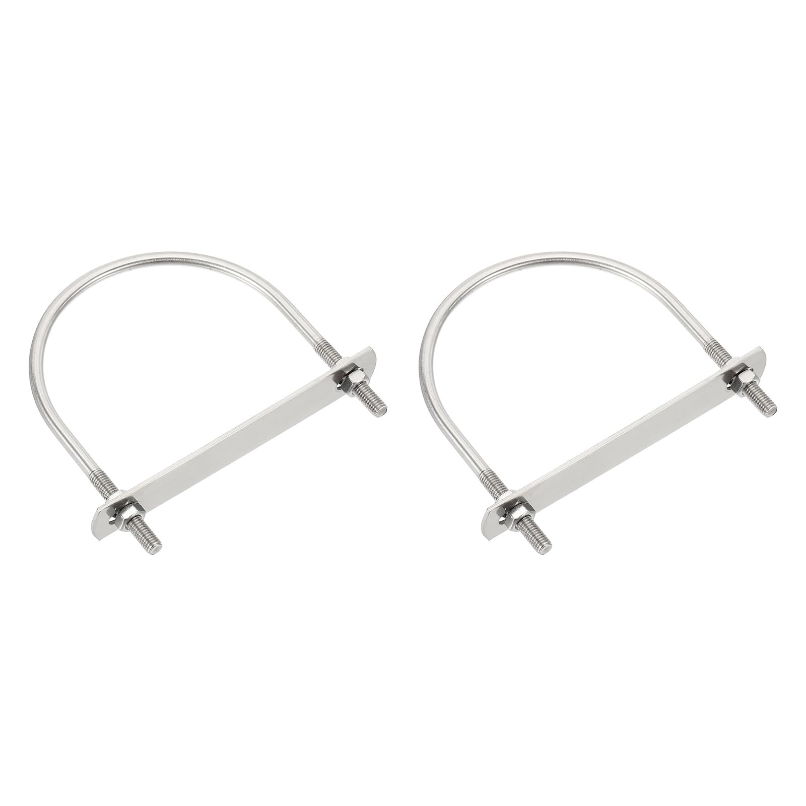 sourcing map M6 U-Bolts, 2 Sets 89mm(3.5") Inner Width 110mm Length 304 Stainless Steel Round Bend U Clamp with Nuts and Plates for Ski Boat, Fishing Boat — image 1