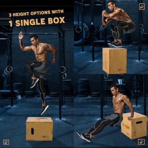 Image of Yes4All Plyo Box, 3-in-1 Wooden Box Jump for Home Gym, Lunges, Squats, Dips