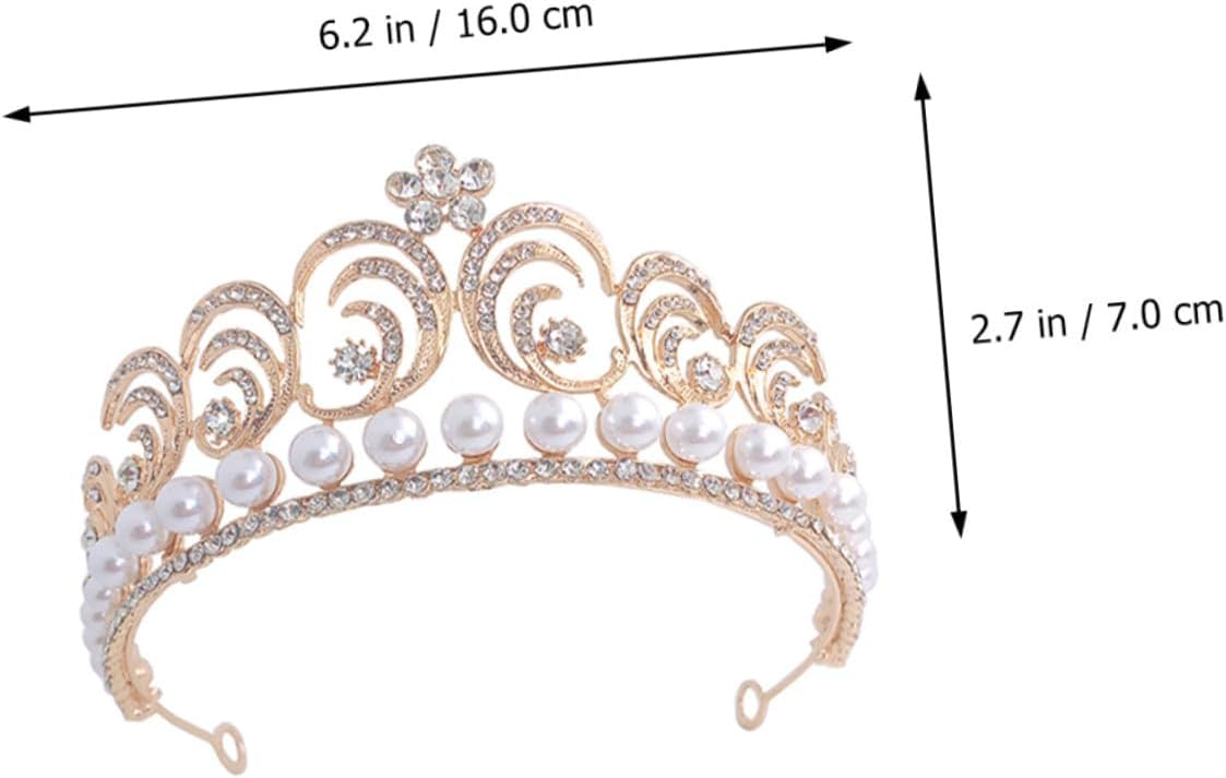 VILLCASE Bridal Crown Baroque Pearl and Rhinestone Headdress Gold Wedding Bride Tiara Hair Accessory Elegant Headpiece for Women Ceremony and Photo Shoot