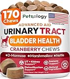 Dog UTI Treatment - 170 Cranberry Chews for Dogs - Urinary Tract Infection, Bladder & Kidney Health Multivitamin - Cranberry Supplement for Dogs with D-Mannose - Dog Vitamins and Supplements