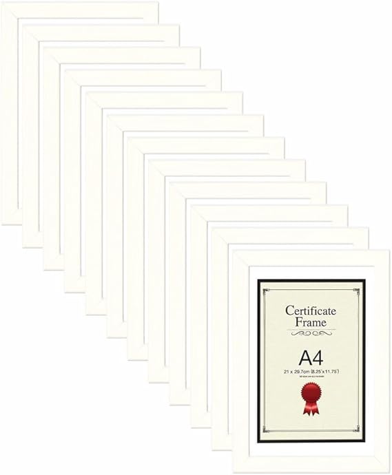 (Set of 12) A4 White Photo Frame Styrene Front Picture Frames