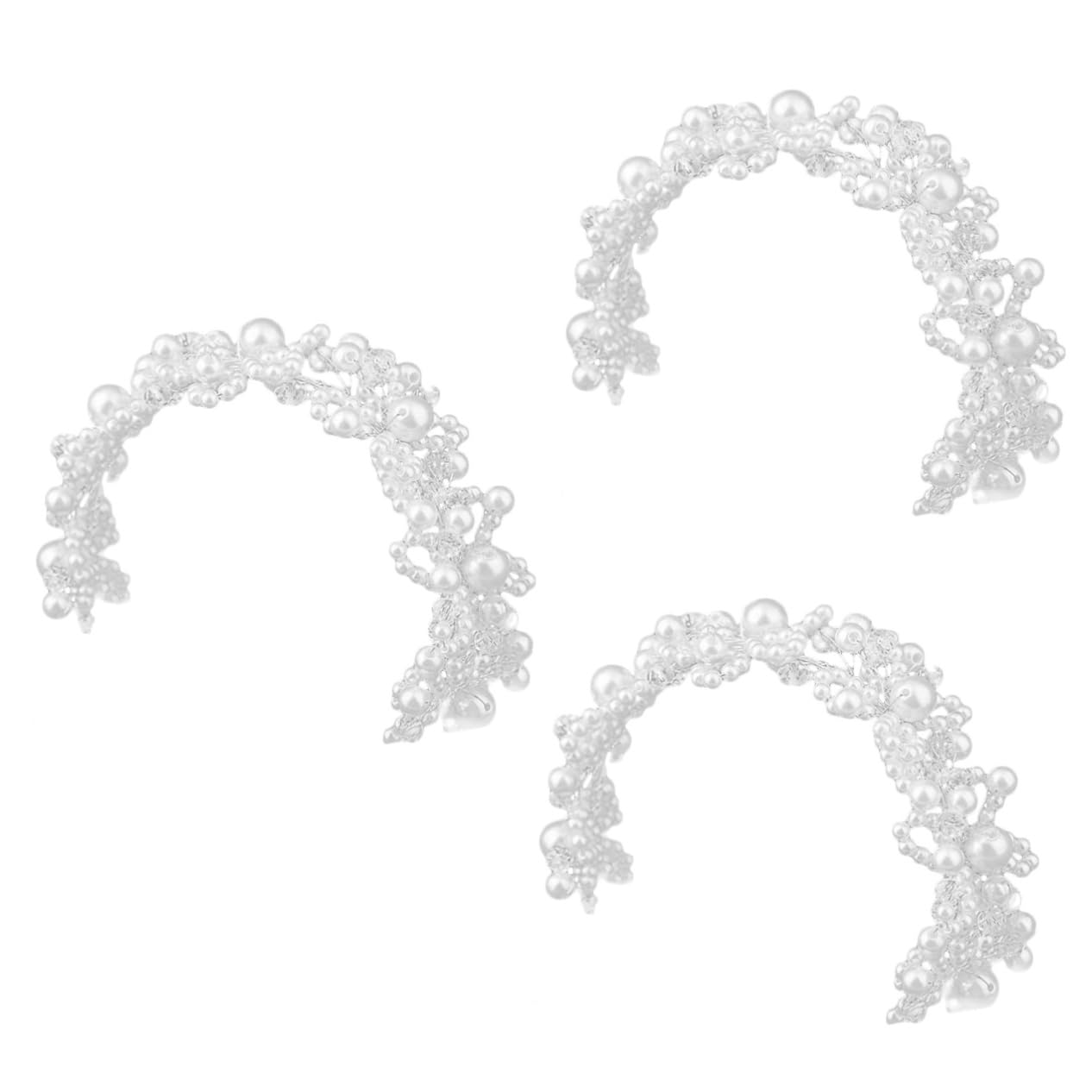 DOITOOL 3piezas Tocado De Novia De Perlas Artificiales Rhinestones Diadema Elegante Para Mujeres y Accesorio De Cabello Para Bodas y