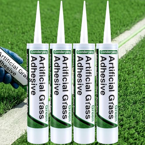 4 Tubes of Turf Glue for Artificial Grass 10 oz Concentrate Lawn Paint Polymer Adhesive Polyurethane Based Weatherproof Carpet Adhesive for Patio & Garden Synthetic Surfaces (No Caulk Gun)
