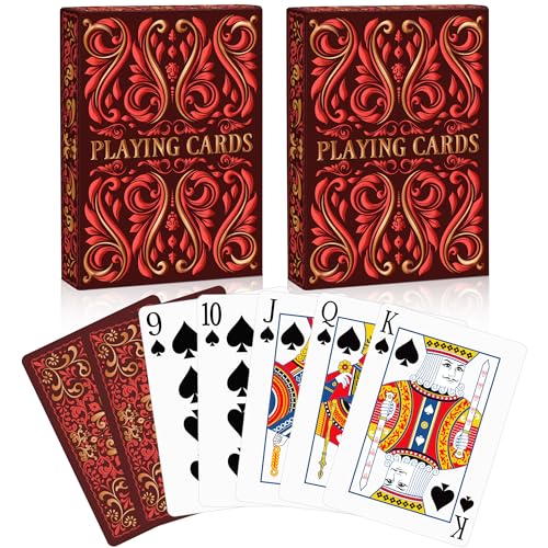 Wkchxd Playing Cards 2 Pack,Deck of Cards,Standard Playing Cards (Red)
