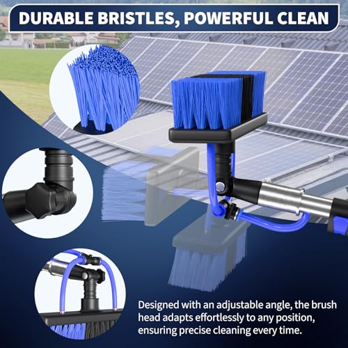Image of 20FT Water Fed Solar Panel Cleaning Kit, Telescopic Solar Panel Cleaning Brush with Extension Pole & Soap Dispenser for Household & Outdoor