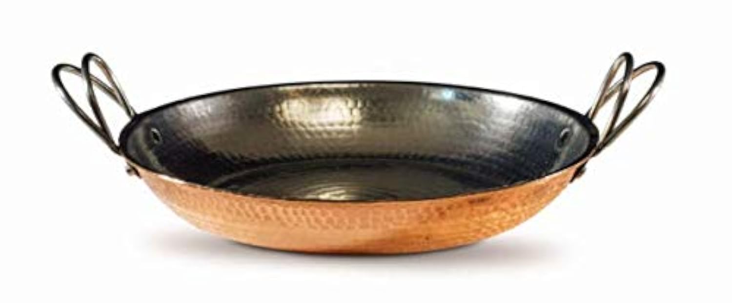 Sertodo 10 Inch Hammered Copper Paella Pan