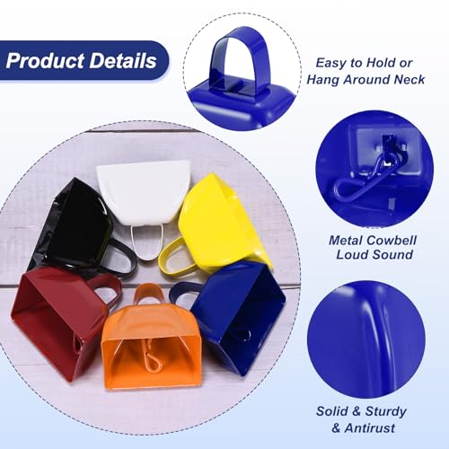 PATIKIL 6pcs Cow Bells for Football Games 3inch Cowbells for Sporting Events Bulk Loud Noise Makers Metal Cow Bell with Handle for Cheering Wedding,Blue - Image 3